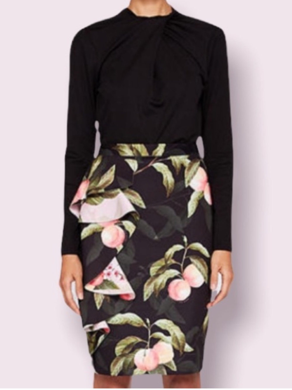 Ted Baker Pencil Skirt Peach Floral Print